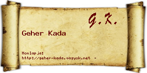 Geher Kada névjegykártya